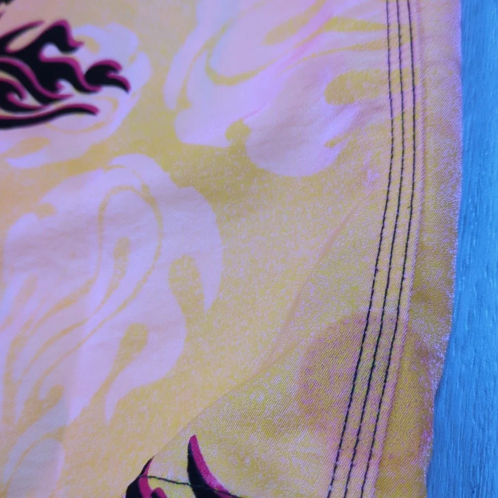 Hawaiian Island Creations Board Shorts Mens 36 Orange Tribal Flames 10